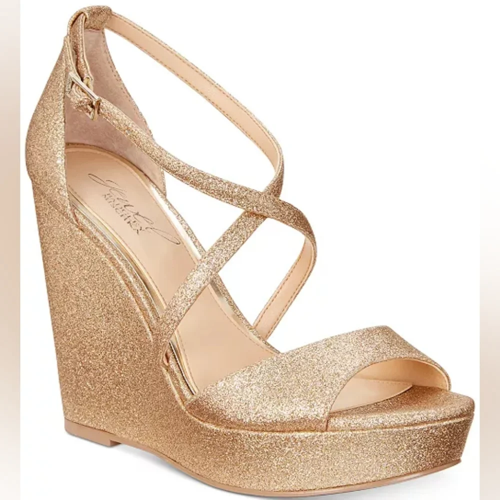 Badgley Mischka Jewel Averie Wedge Sandals SZ 10